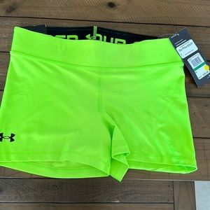 Brand New NWT Under Armour Spandex Workout Shorts - Lime Green - Large